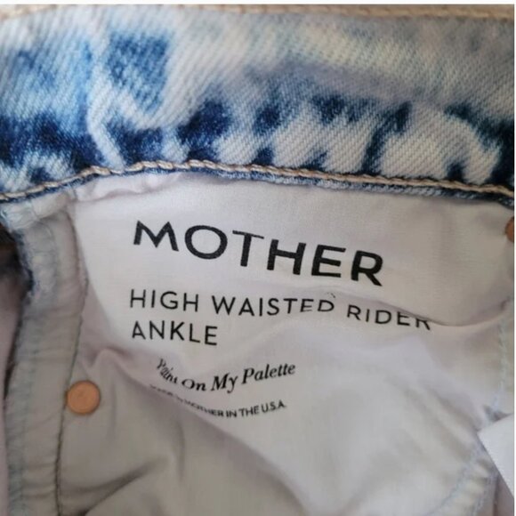 MOTHER NWT High-Rise Rider Ankle Jeans Pink Blue size 24 - Picture 8 of 9